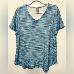 Chicos Space Dye Texture Knit Asymmetrical Shirt